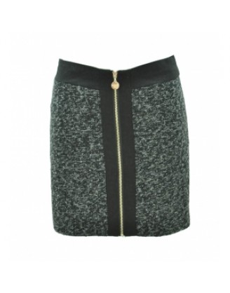 Skirt with zipper front black/black